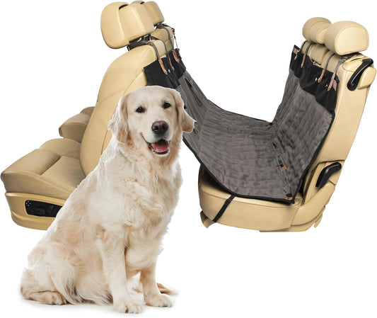 PetSafe Happy Ride Quilted Dog Car Seat Cover, Hammock, Black | Dog Hammock Seat Cover for Car, Scratch-Resistant Quilted, 4 Adjustable Headrest Straps, Nonslip Backing, Machine Washable