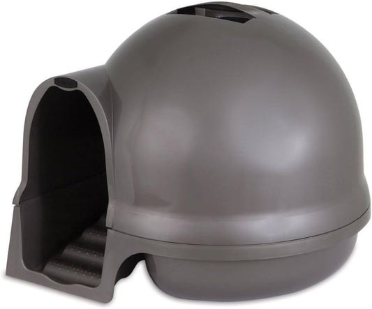 Petmate Booda Clean Step Cat Litter Box Dome (Made in the USA with 95% Recycled Materials)- Brushed Nickel, Made in USA