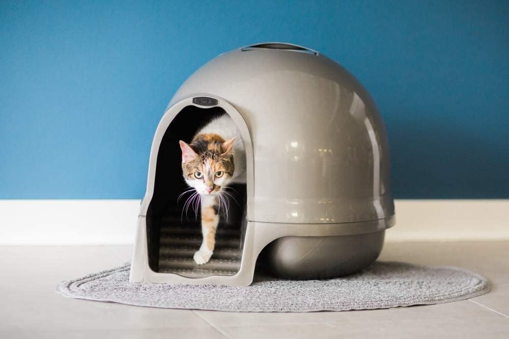 Petmate Booda Clean Step Cat Litter Box Dome (Made in the USA with 95% Recycled Materials)- Brushed Nickel, Made in USA