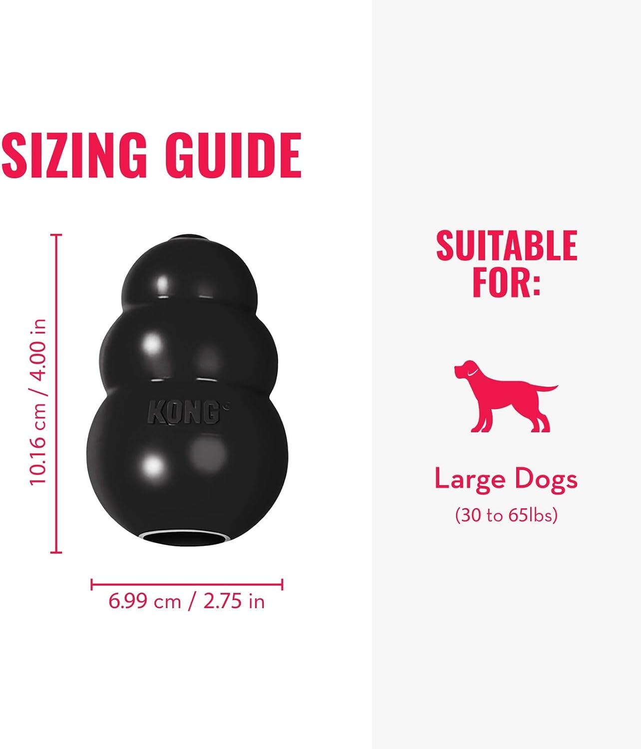 KONG Extreme Dog Toy, Durable Natural Rubber Chew, for Large Dogs | Treat-Filling Chew & Fetch Toy with Erratic Bounce, Made from KONG's Most Durable Natural Rubber for Power Chewers