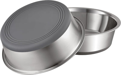 PEGGY11 Nonslip Stainless Steel Dog Bowls, 7.6 US Cup, 2 Count | No slide silicone bottom, Dishwasher safe, Easy to clean, Stackable design