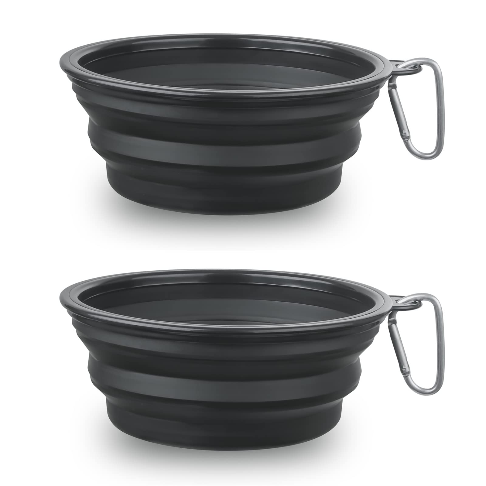 Dog Bowl Pet Collapsible Bowls, 2 Pack for Cats Dogs, Portable Pet Feeding Watering Dish for Walking Parking Traveling with 2 Carabiners (Small, Blue+Green)