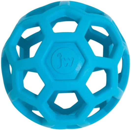 JW Pet Hol-ee Roller Dog Toy Puzzle Ball, Natural Rubber, Medium (4.5 Inch Diameter), Colors May Vary
