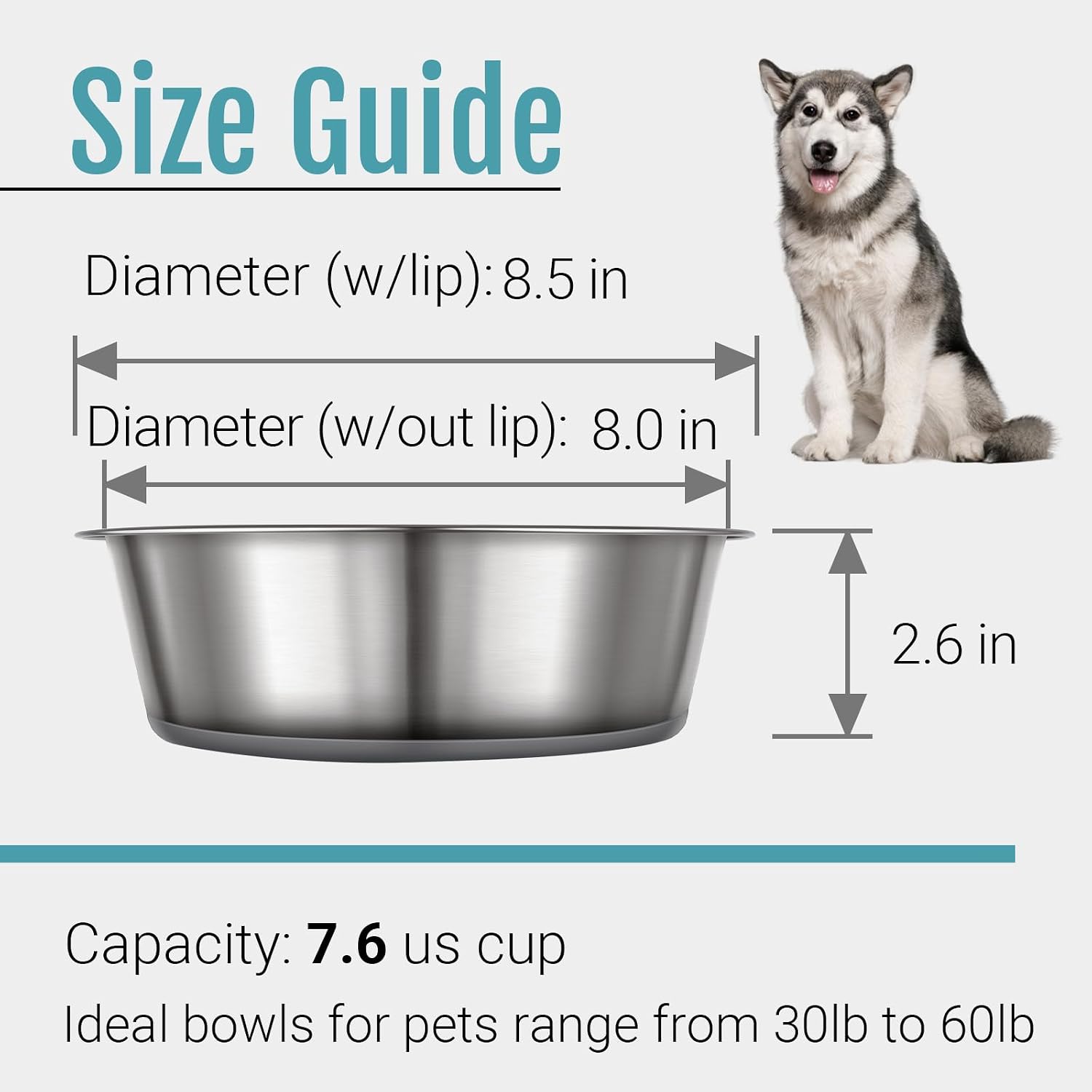 PEGGY11 Nonslip Stainless Steel Dog Bowls, 7.6 US Cup, 2 Count | No slide silicone bottom, Dishwasher safe, Easy to clean, Stackable design