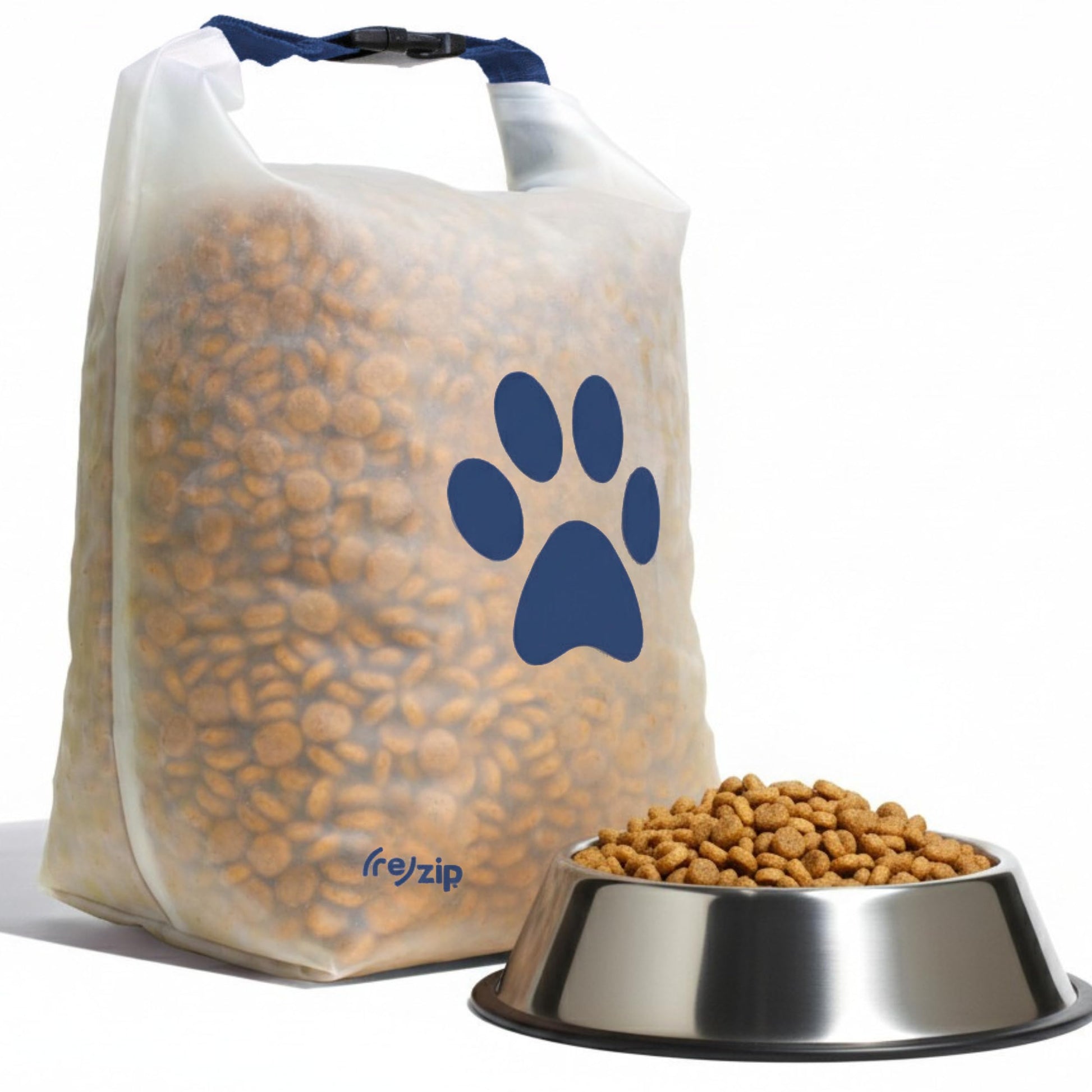 (re)zip Large Roll Top Pet Dry Food Storage Bag 40-Cup, BPA-Free, Food-Grade, Pet-Safe, Freshness Seal for Camping, Long Term Boarding, Travel & Daily Use, Machine Washable, Black