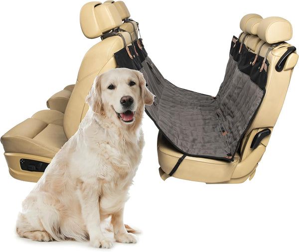 PetSafe Happy Ride Quilted Dog Car Seat Cover, Hammock, Black | Dog Hammock Seat Cover for Car, Scratch-Resistant Quilted, 4 Adjustable Headrest Straps, Nonslip Backing, Machine Washable