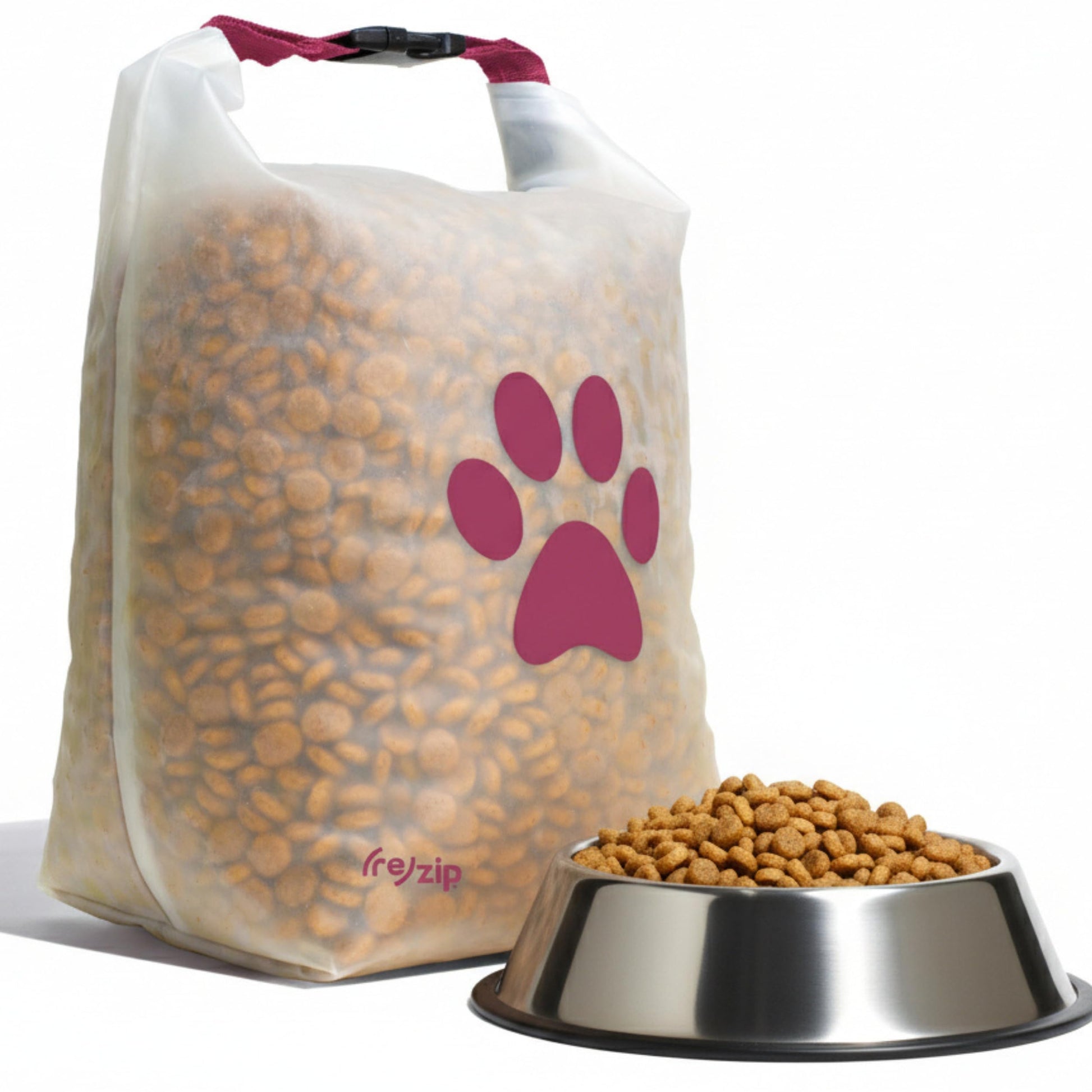 (re)zip Large Roll Top Pet Dry Food Storage Bag 40-Cup, BPA-Free, Food-Grade, Pet-Safe, Freshness Seal for Camping, Long Term Boarding, Travel & Daily Use, Machine Washable, Black