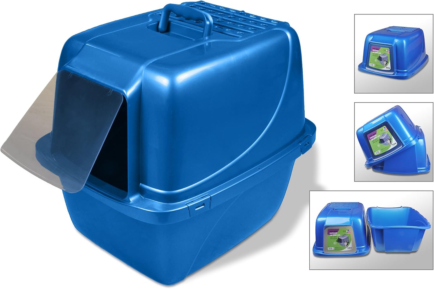 Van Ness Pets Odor Control Extra Large, Giant Enclosed Cat Pan with Odor Door, Hooded, Blue, CP7