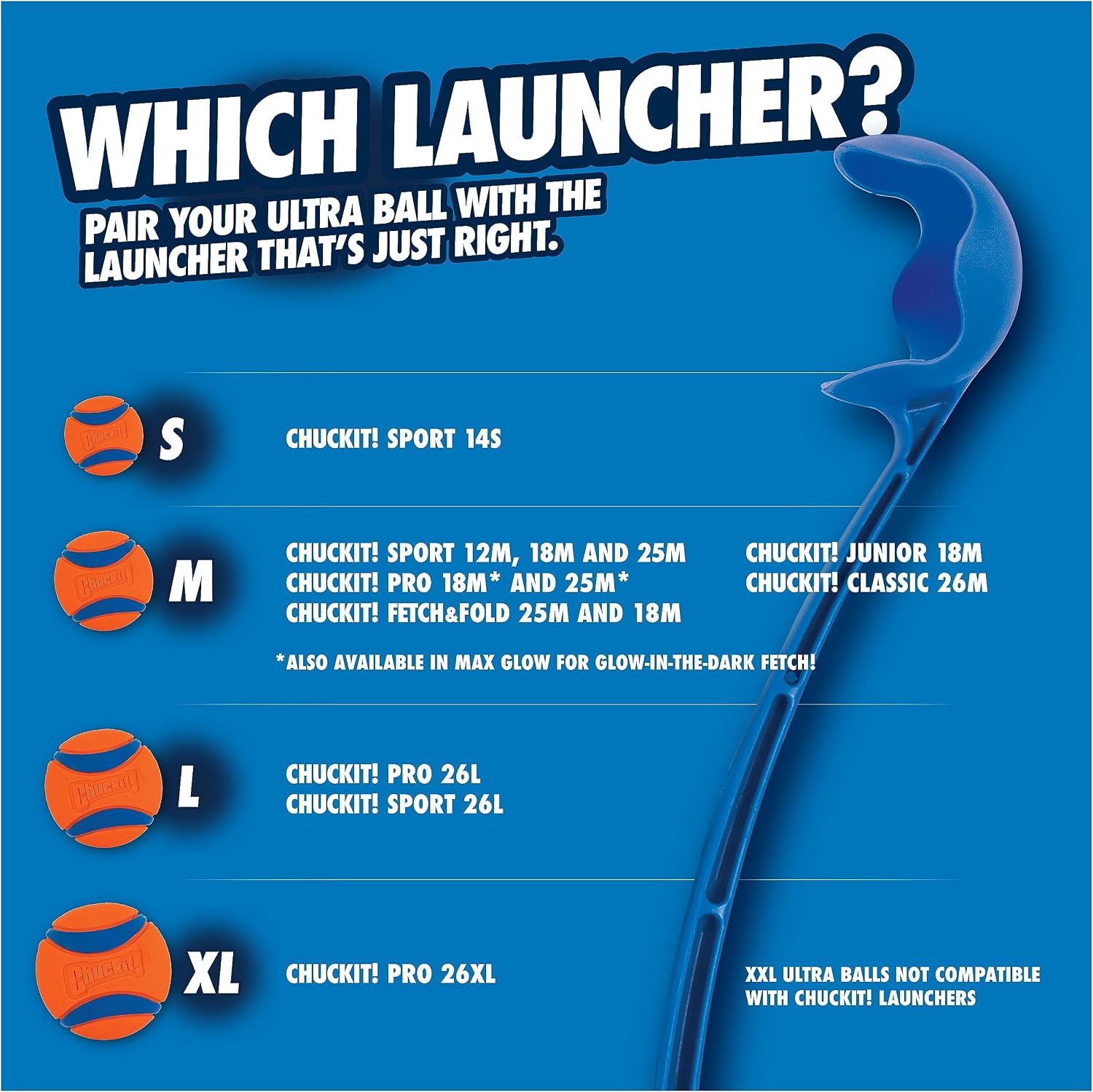 Chuckit! Classic 26M Dog Ball Launcher, 26" Long Handle Compatible with Medium (2.5") Balls, Pet Fetch Thrower Toys, For Dogs 20-60 Pounds, Made in USA, Comes with 1 Medium Ultra DogBall