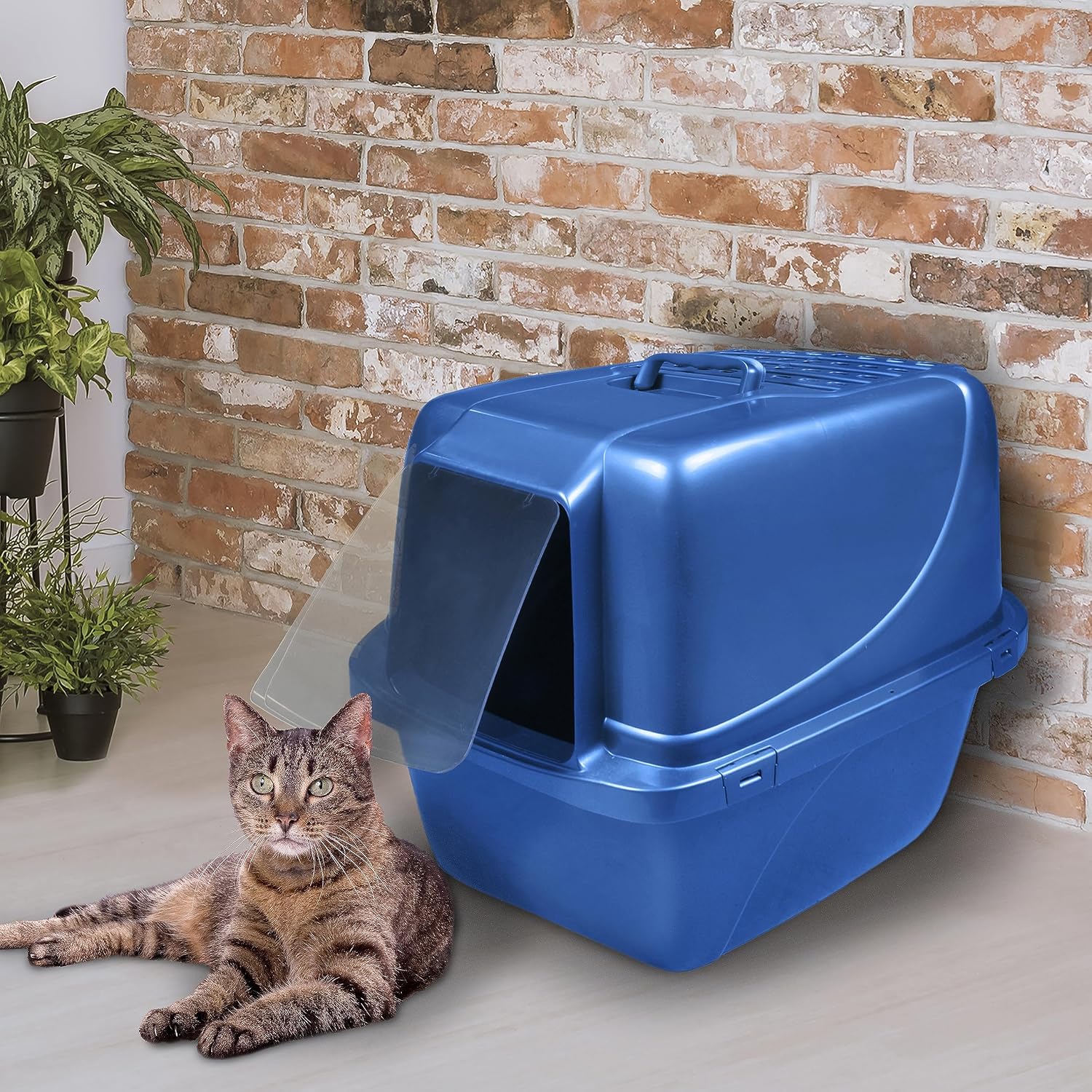Van Ness Pets Odor Control Extra Large, Giant Enclosed Cat Pan with Odor Door, Hooded, Blue, CP7